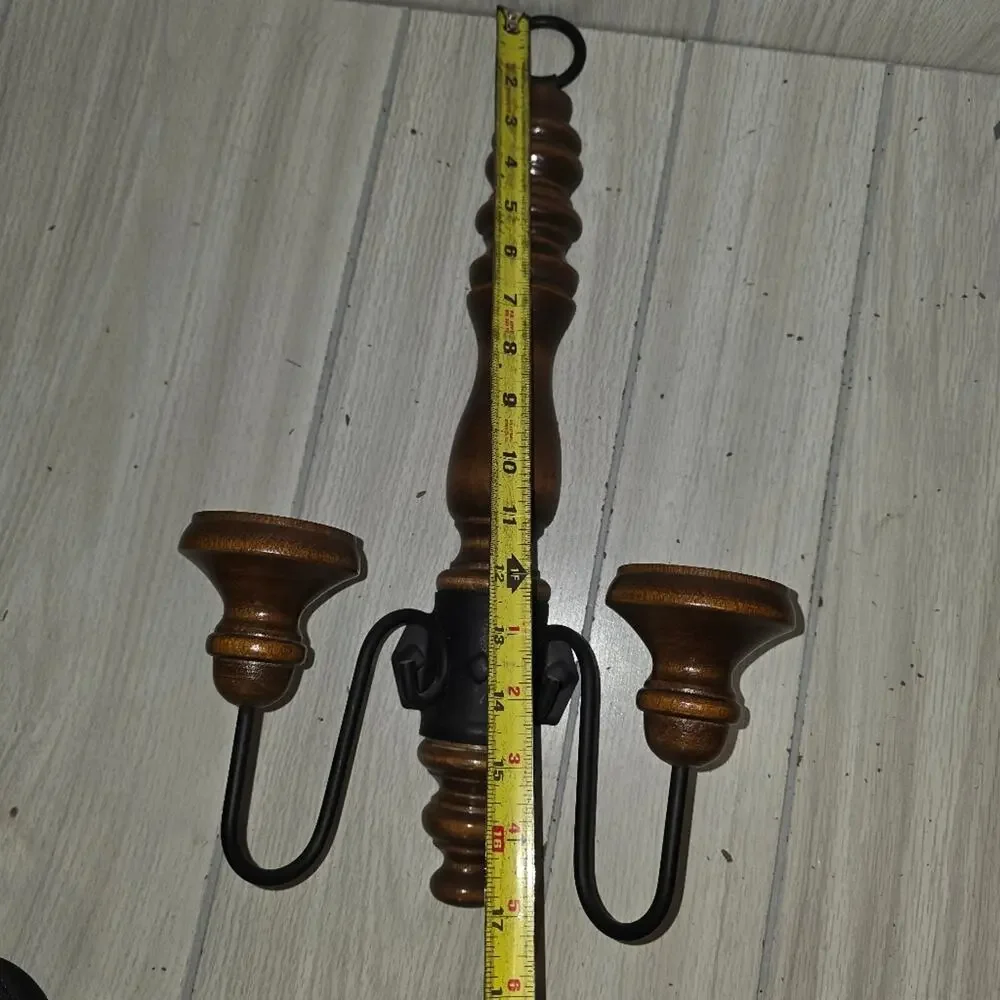 Vtg Wooden Wall Sconce Candle Holder Victorian MCM Hollywood Regency Gothic